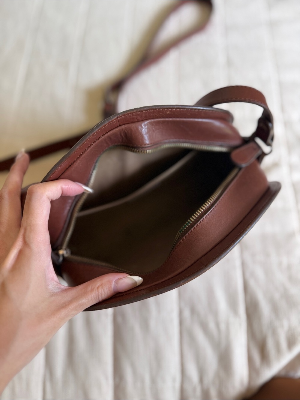 A.P.C. Demi-Lune Brown Leather Crossbody Bag - Picture 7 of 9